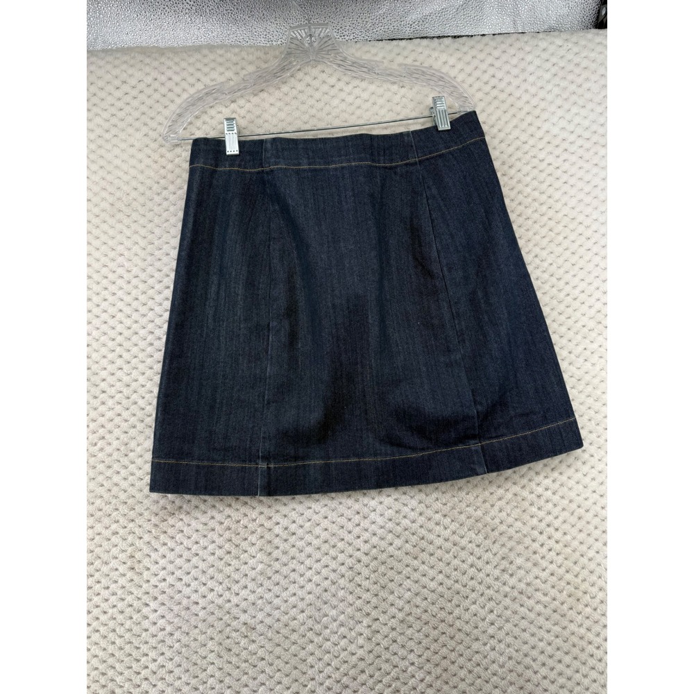 Michael Kors Denim Mini Skirt Women 8 Indigo Gold Button Sailor Double Breast - Picture 7 of 8